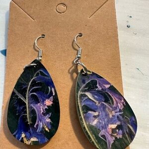 Purple Floral Teardrop Earrings